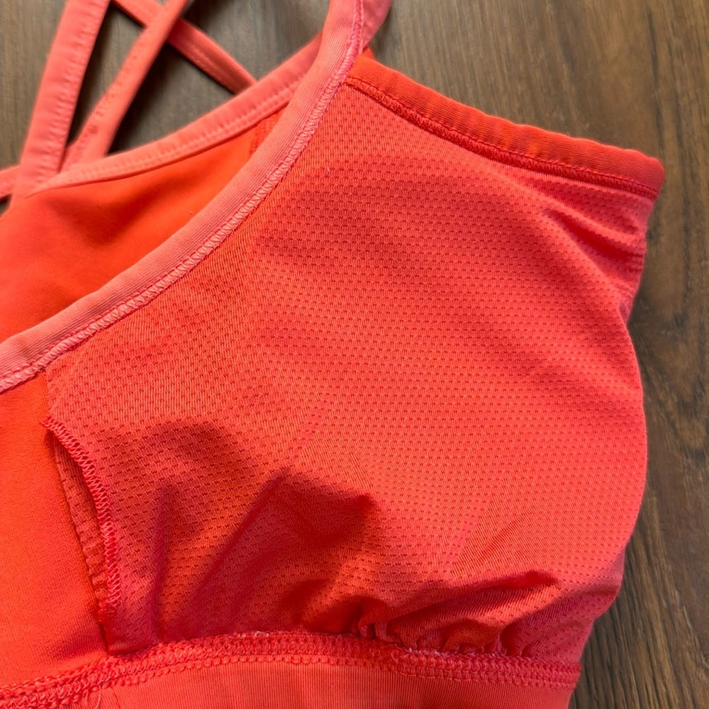 Athletic Works Strappy Back Active Sports Bra Begonia Pink Coral Silk - Picture 5 of 6